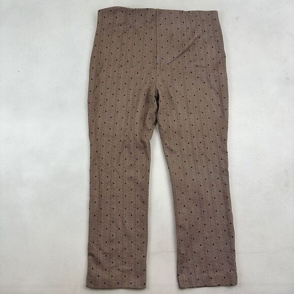Chico's Brown Herringbone Polka Dot Pull On Straight Leg Pants 16R (3R) Stretch - Picture 9 of 10
